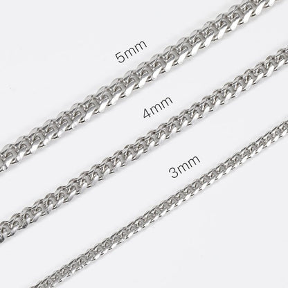 S925 Cuban Chain Necklace in White Gold - 3mm/4mm/5mm