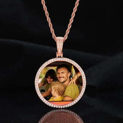 Photo Custom Round Pendant in White Gold - 45mm