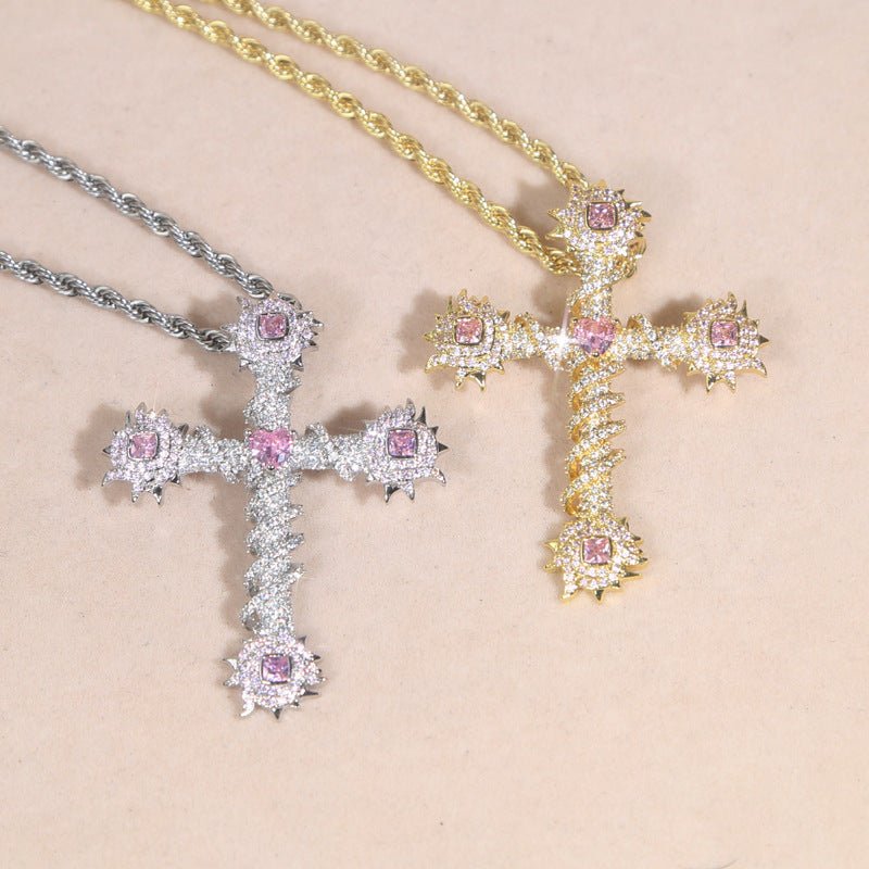 Pink Heart Cross Pendant