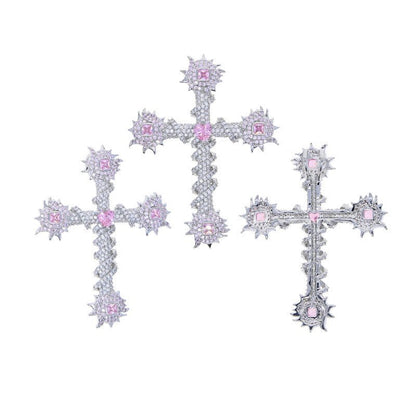 Pink Heart Cross Pendant