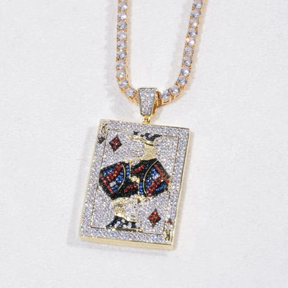 Poker King Iced Necklace In Yello Gold