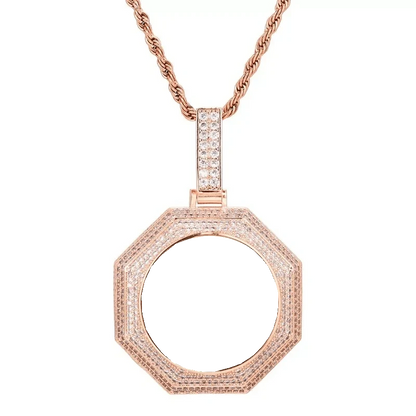 Rose Gold Custom Photo Bagua Pendant - 42mm
