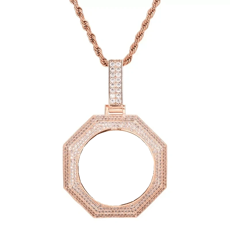 Rose Gold Custom Photo Bagua Pendant - 42mm
