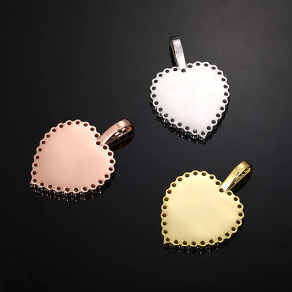 Rose Gold Custom Photo Micro-Inlaid Heart Pendant - 40mm