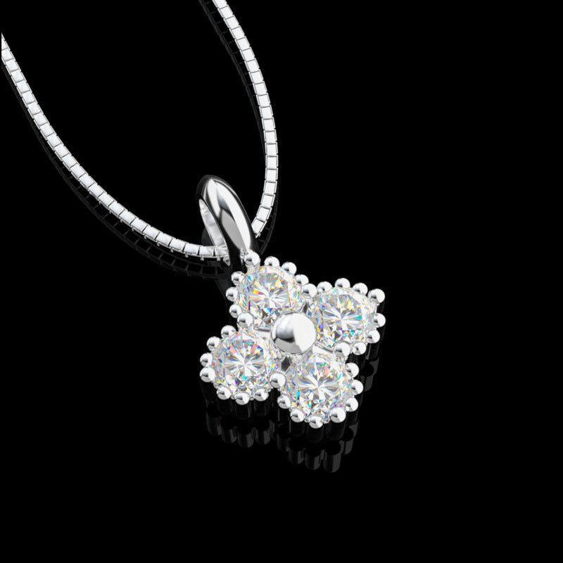 S925 Moissanite Four-Leaf Clover Pendant