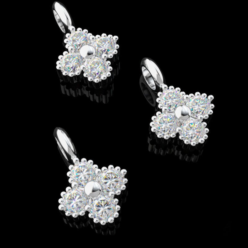 S925 Moissanite Four-Leaf Clover Pendant
