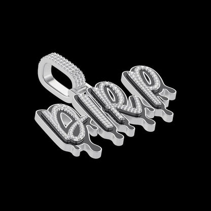 Customlced Out EnamelDripping Font Pendant in White Gold