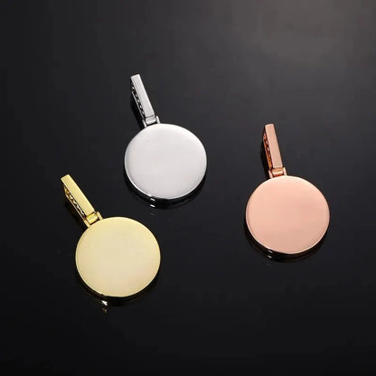 18k Gold Small Custom Photo Micro-Set Round Pendant - 25mm