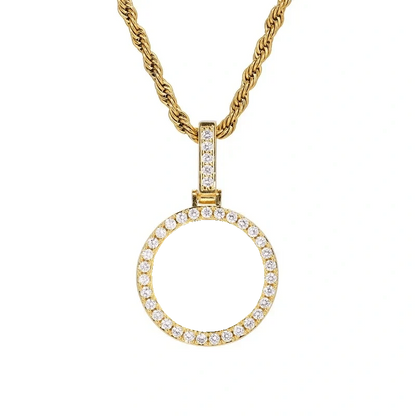 18k Gold Small Custom Photo Micro-Set Round Pendant - 25mm