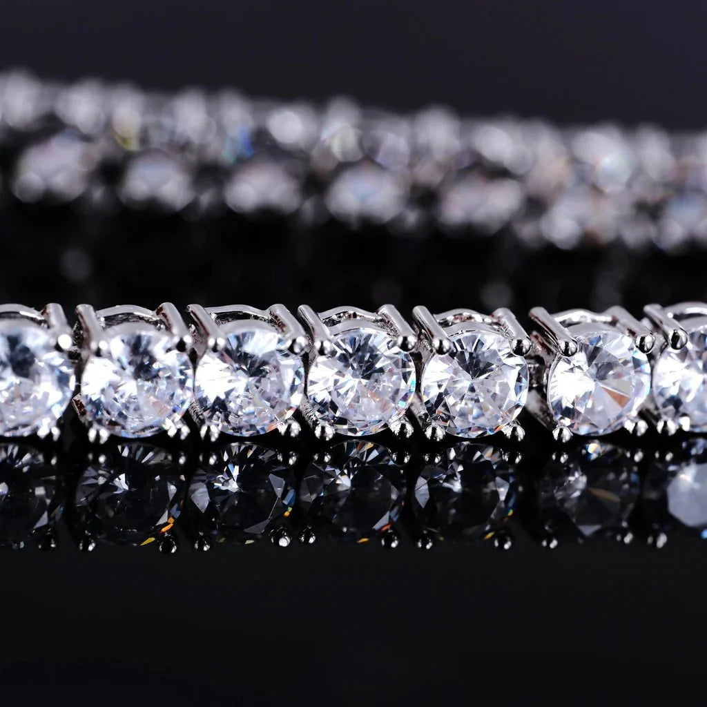 Two-tone 4mm Iced Yellow Gold-Plated CZ Cuban Link Bracelet