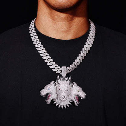 Cerberus Pendant in White Gold