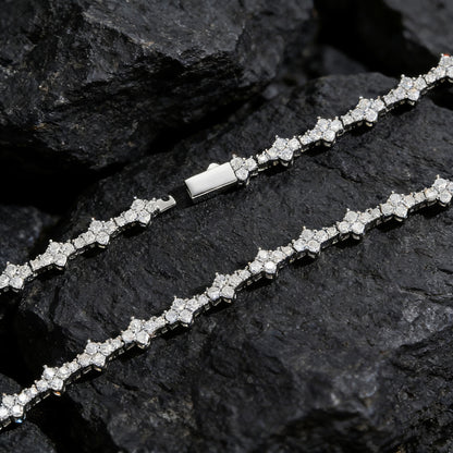 AURXYA Iced Floral Cross Tennis Bracelet
