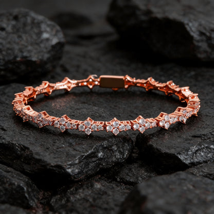 AURXYA Iced Floral Cross Tennis Bracelet