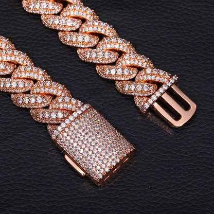 AURXYA Iced Bubble Cuban Chain in Rose Gold – 15MM/18MM