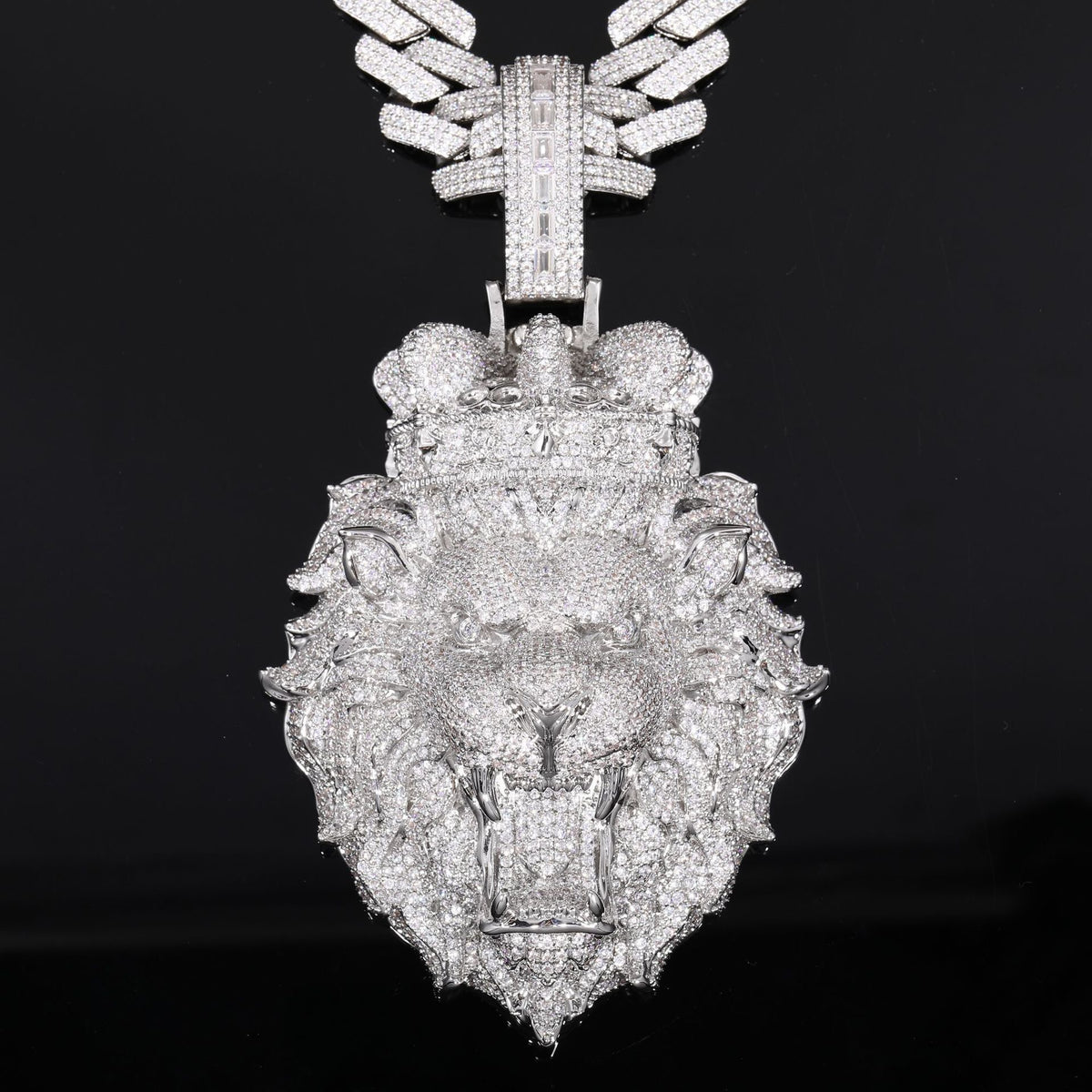 AURXYA Regal Lion Pendant with CZ Tennis Chain
