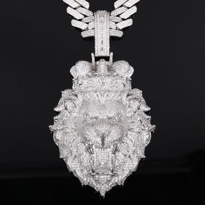 AURXYA Regal Lion Pendant with CZ Tennis Chain