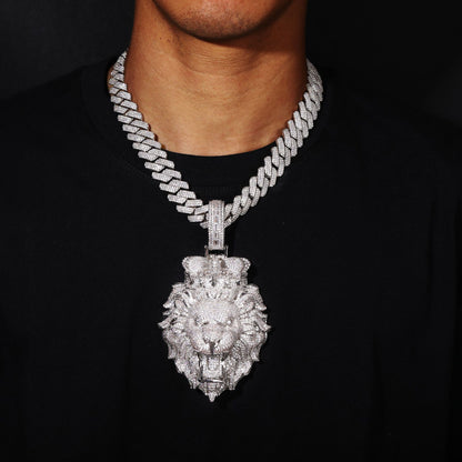 AURXYA Regal Lion Pendant with CZ Tennis Chain