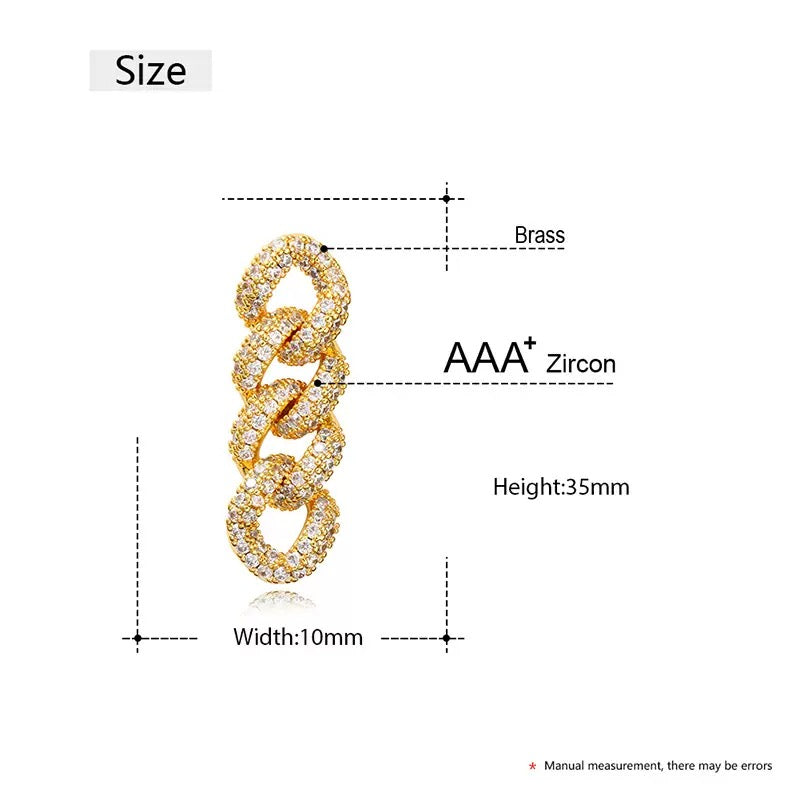 AURXYA Iced Triple Link Drop Earrings