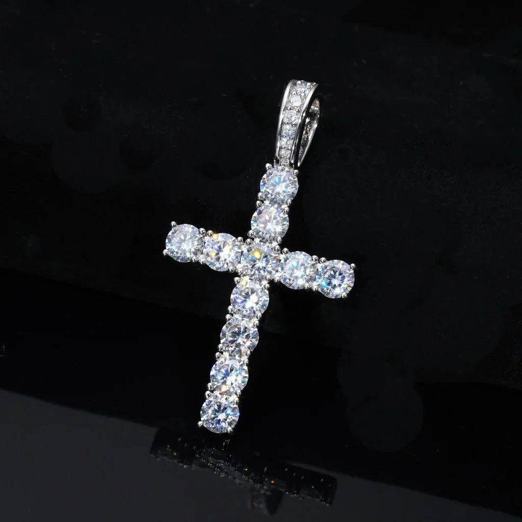 White Gold Cross + 4mm Tennis Chain - Bundle