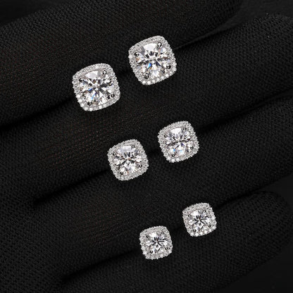 S925 Square Ice Sugar VVS Moissanite Earring
