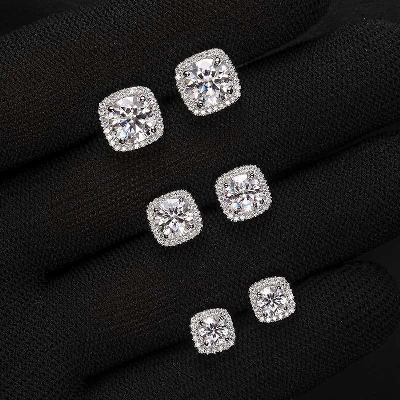 S925 Square Ice Sugar VVS Moissanite Earring