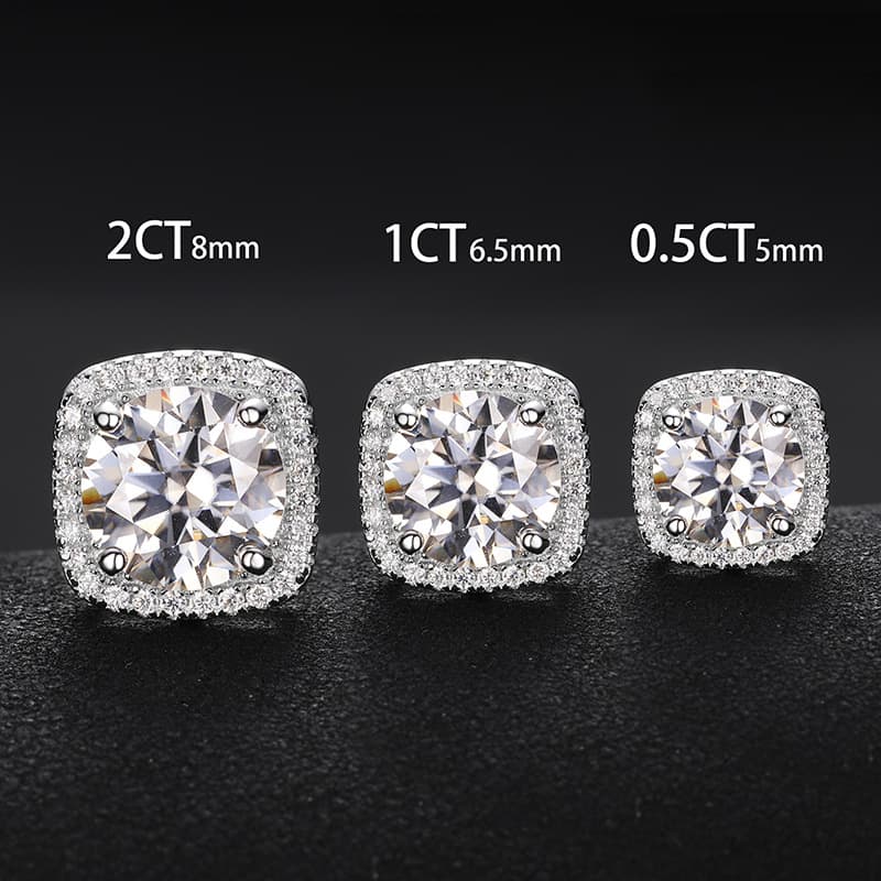 S925 Square Ice Sugar VVS Moissanite Earring