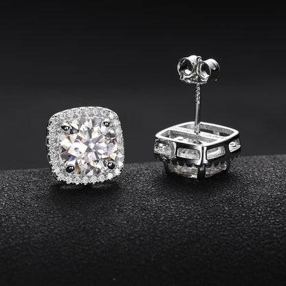 S925 Square Ice Sugar VVS Moissanite Earring