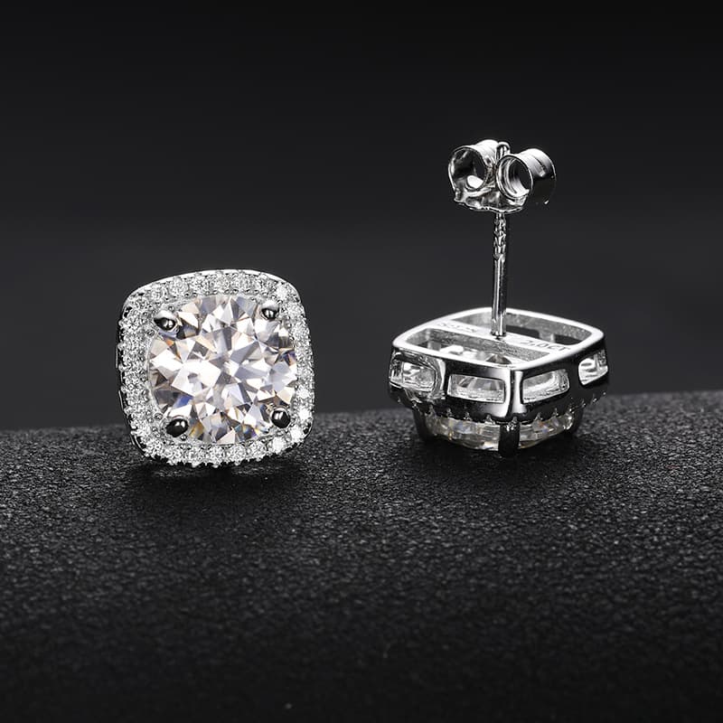 S925 Square Ice Sugar VVS Moissanite Earring