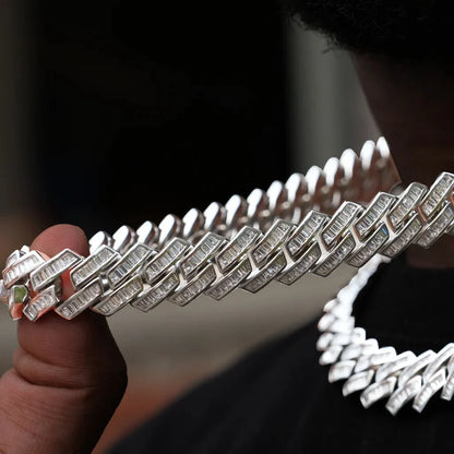 Baguette Channel Set Cuban Chain - 14mm