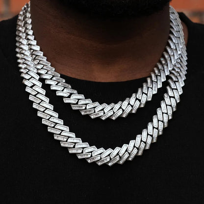 Baguette Channel Set Cuban Chain - 14mm