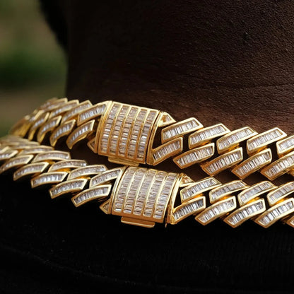 Baguette Channel Set Cuban Chain - 14mm