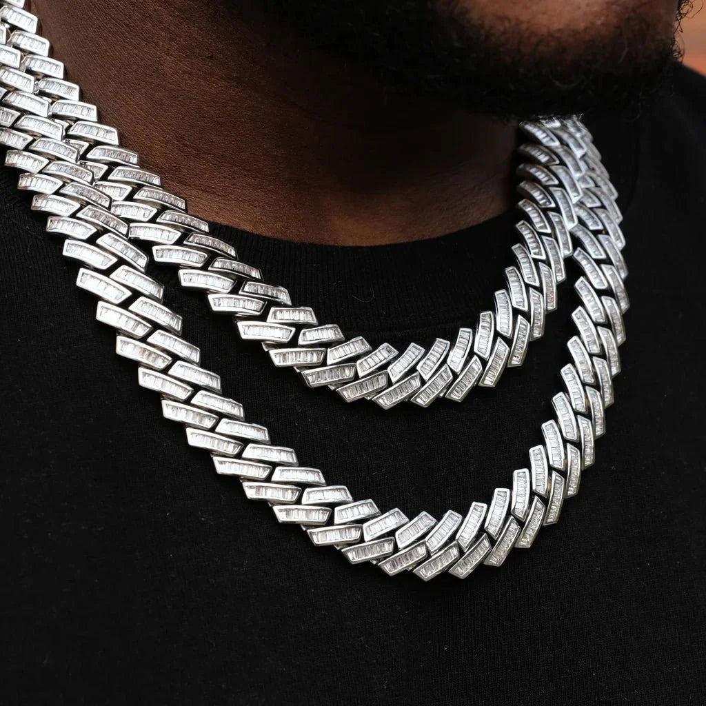 Baguette Channel Set Cuban Chain - 14mm
