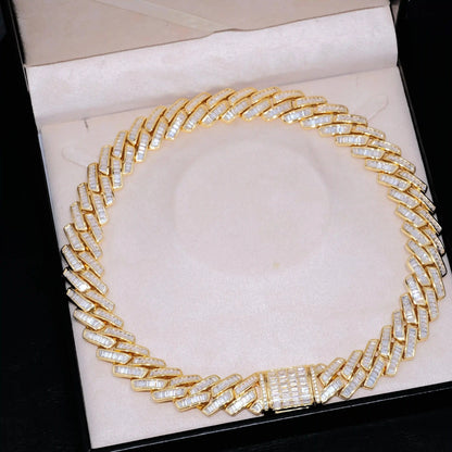 Baguette Channel Set Cuban Chain in 18k Gold - 19mm