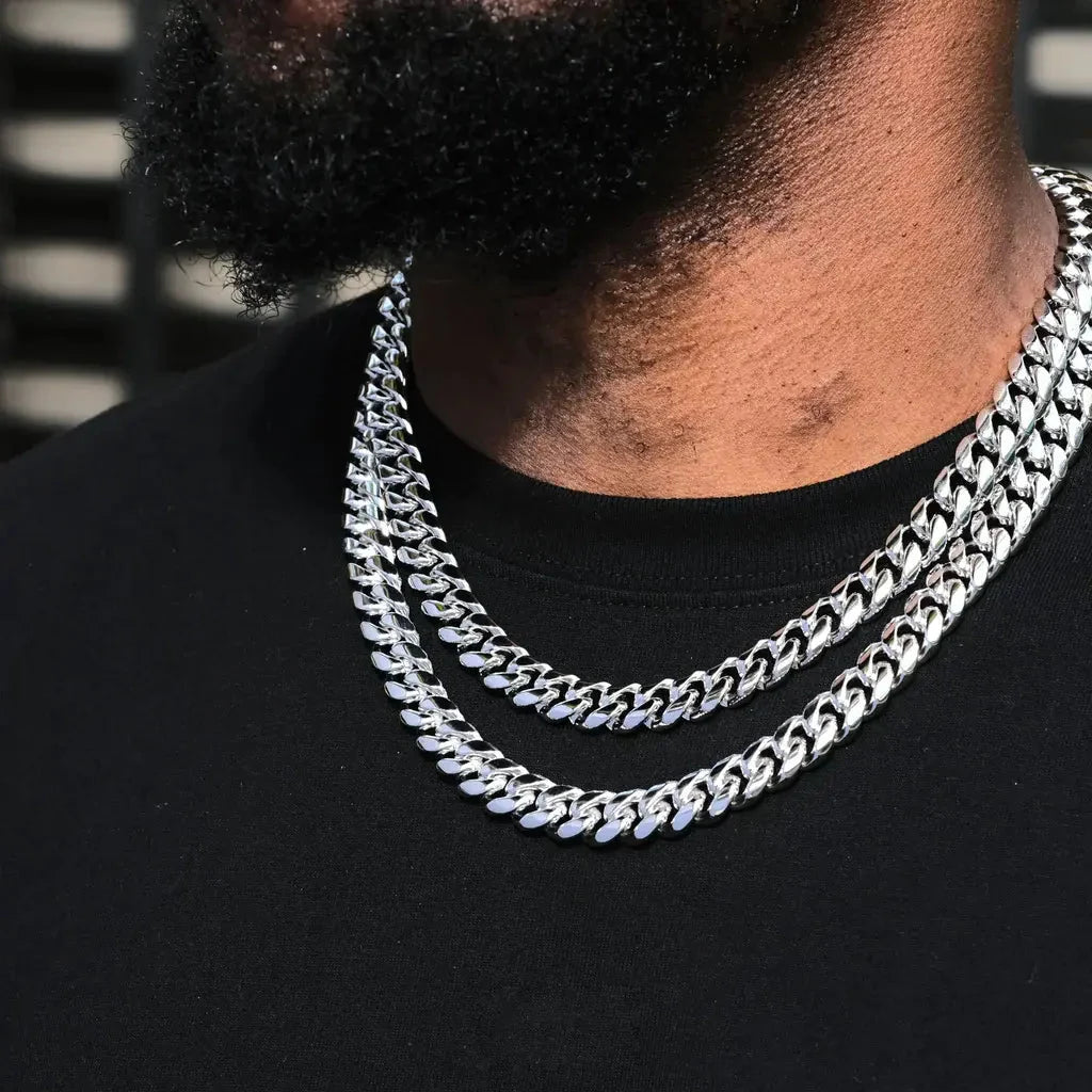 [Box Clasp]Classic Miami Cuban White Gold - 12mm