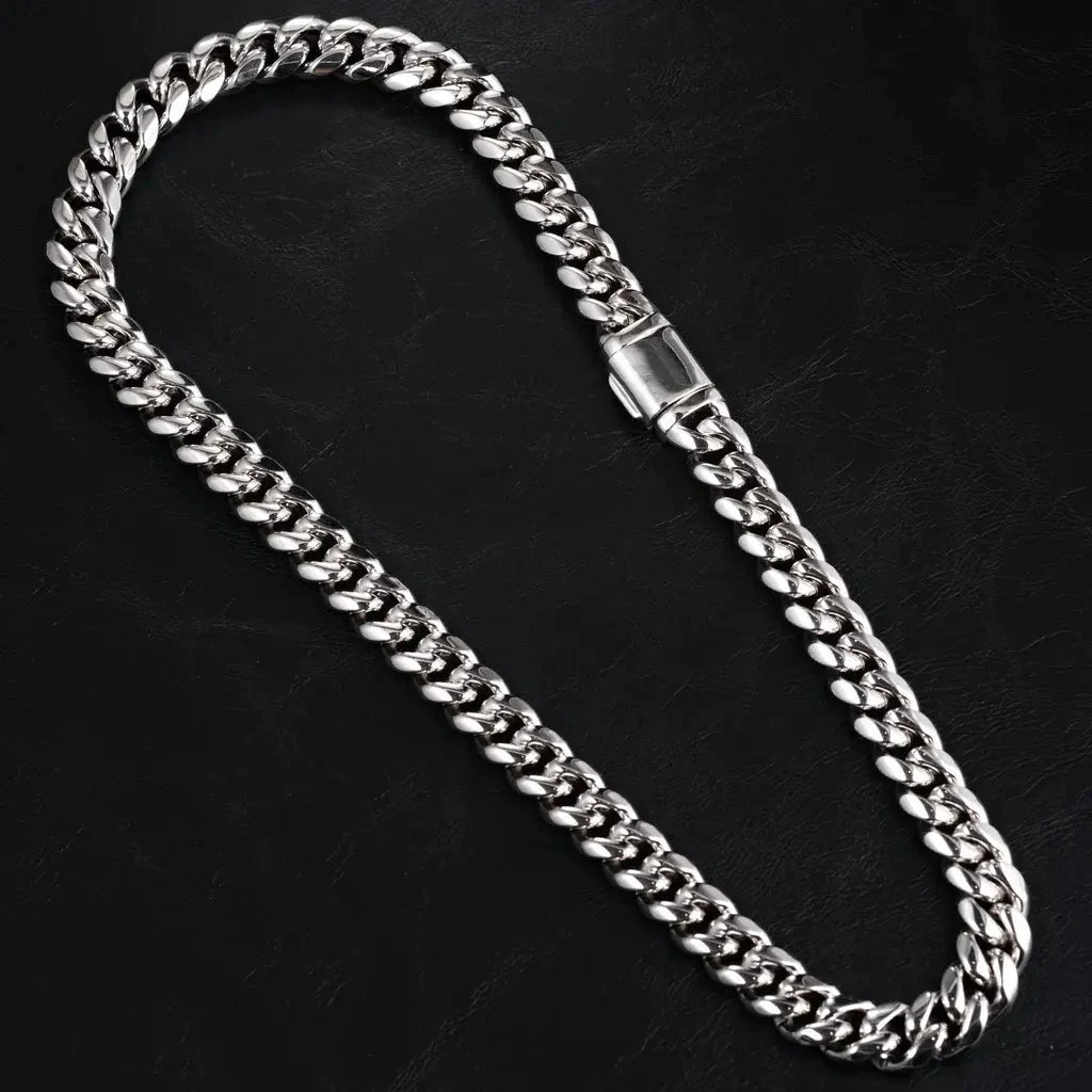 [Box Clasp]Classic Miami Cuban White Gold - 12mm
