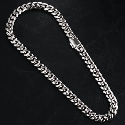 [Box Clasp]Classic Miami Cuban White Gold - 12mm
