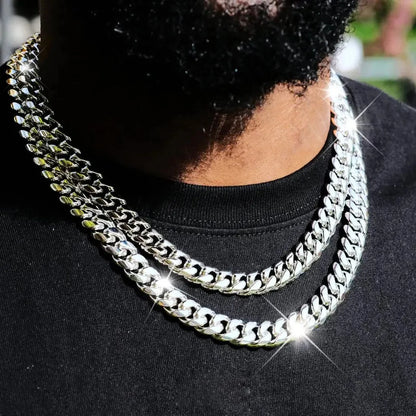 [Box Clasp]Classic Miami Cuban White Gold - 12mm