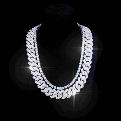 Bundle 19MM 2-Row Prong Cuban + 5MM Tennis in White Gold