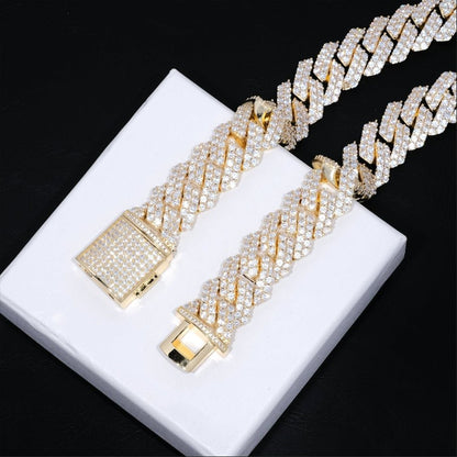 Bundle 2-Row Prong Cuban - 19mm & Tennis in Gold - 5mm