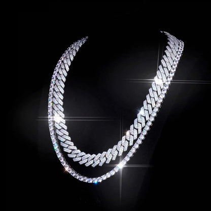 Bundle Prong Cuban - 14mm & Tennis in WhiteGold - 5mm