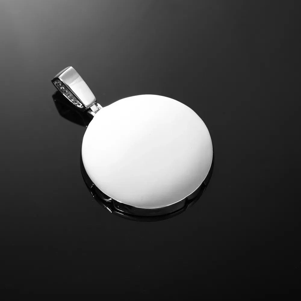 Classic Engraved Memory Photo Round Pendant - 38mm