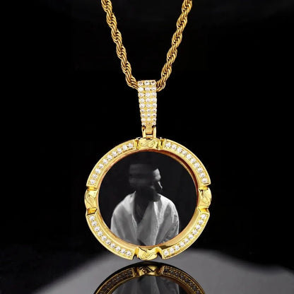 Classic Engraved Memory Photo Round Pendant - 38mm