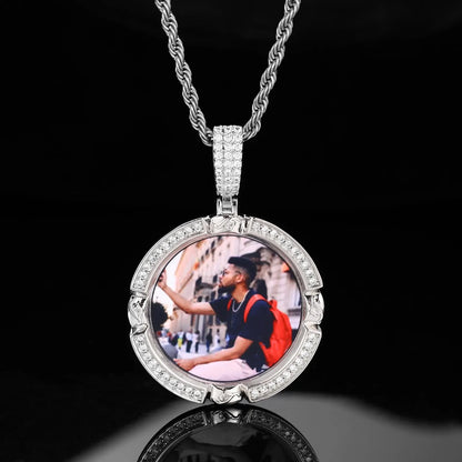 Classic Engraved Memory Photo Round Pendant - 38mm
