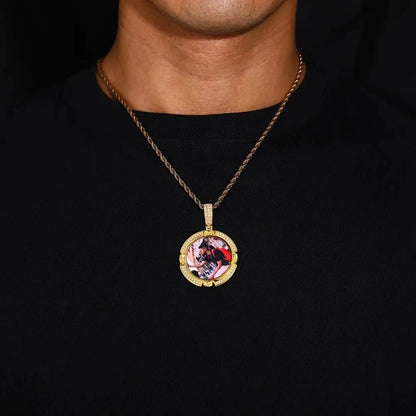Classic Engraved Memory Photo Round Pendant - 38mm