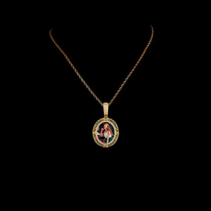 Classic Solid Round Custom Photo Pendant - 35mm