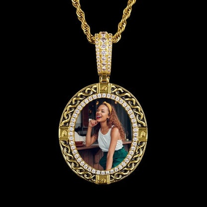 Classic Solid Round Custom Photo Pendant - 35mm