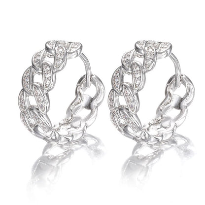Cuban-Inspired Diamond-Set Hoop Earrings