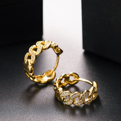 Cuban-Inspired Diamond-Set Hoop Earrings