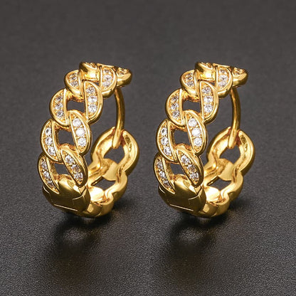 Cuban-Inspired Diamond-Set Hoop Earrings