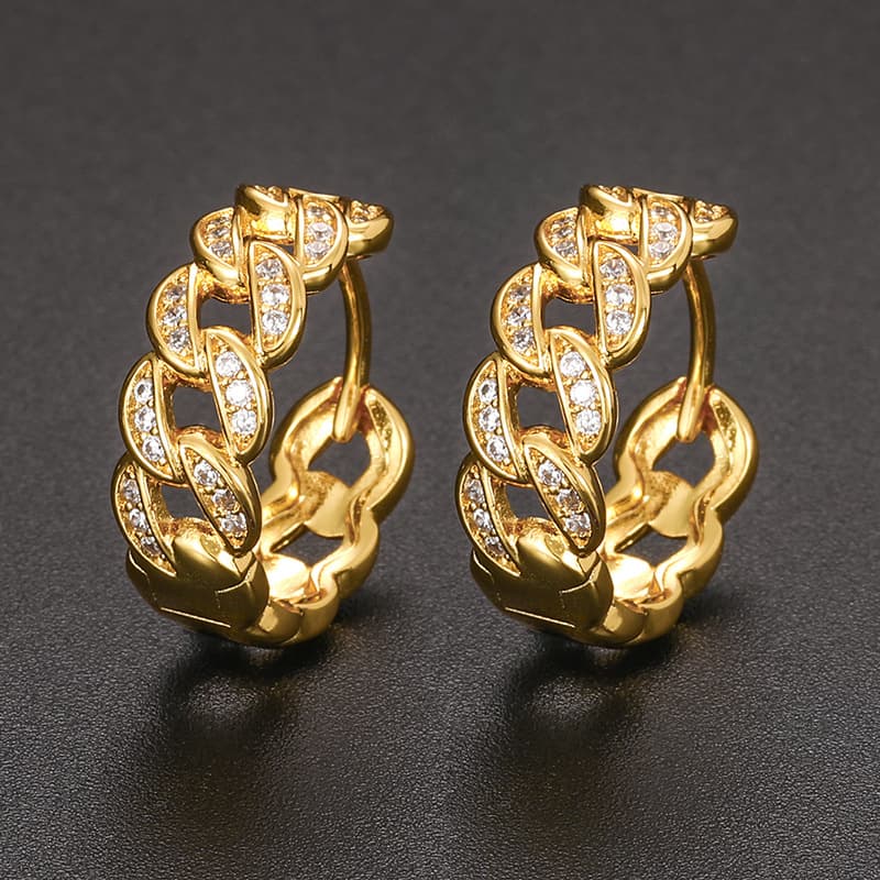Cuban-Inspired Diamond-Set Hoop Earrings